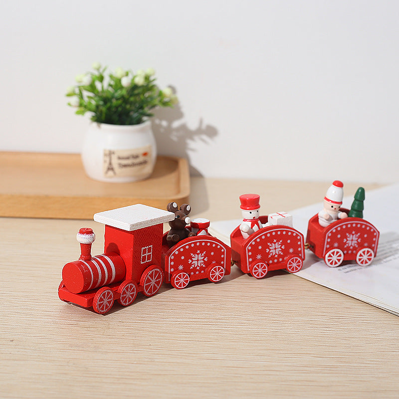 3 Pcs Christmas Mini Train Decor Set with Snowman Ornament for Holiday Party Decoration