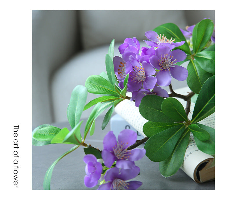 Artificial Pittosporum Flower Stem, Single Stem with 15 Blooms, 31" Tall, Silk Material, White or Purple, Modern Decor for Home, Wedding, or Commercial Spaces