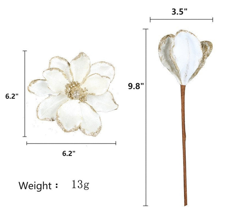 Glitter Artificial Poinsettia Flowers 10 Pcs Christmas Decorations for Tree Garland Rattan Accessories