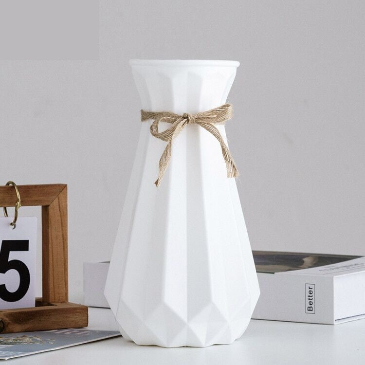 Bulk 2 Pcs Plastic Flower Vase with Bow for Wedding for Home Living Room Home Table Flowers Arrangement Decor Wholesale