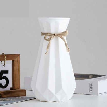 Bulk 2 Pcs Plastic Flower Vase with Bow for Wedding for Home Living Room Home Table Flowers Arrangement Decor Wholesale