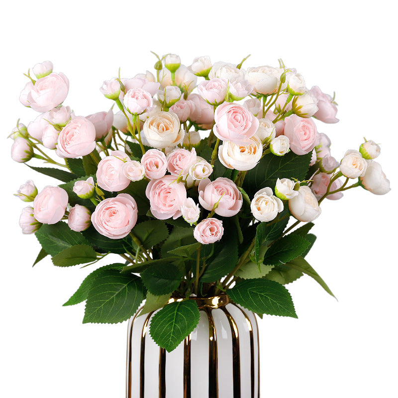 Artificial Camellia Bush with 12 Blooms, 18" Tall, Silk-Like Fabric, Perfect for Weddings, Home Decor, and Events