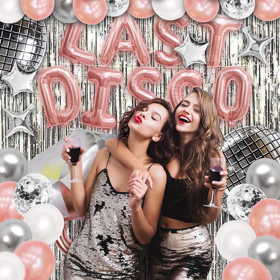 Last Disco Bachelorette Party Decor Kit - Rose Gold "Last Disco" Balloons & Bride to Be Balloon Chain Set