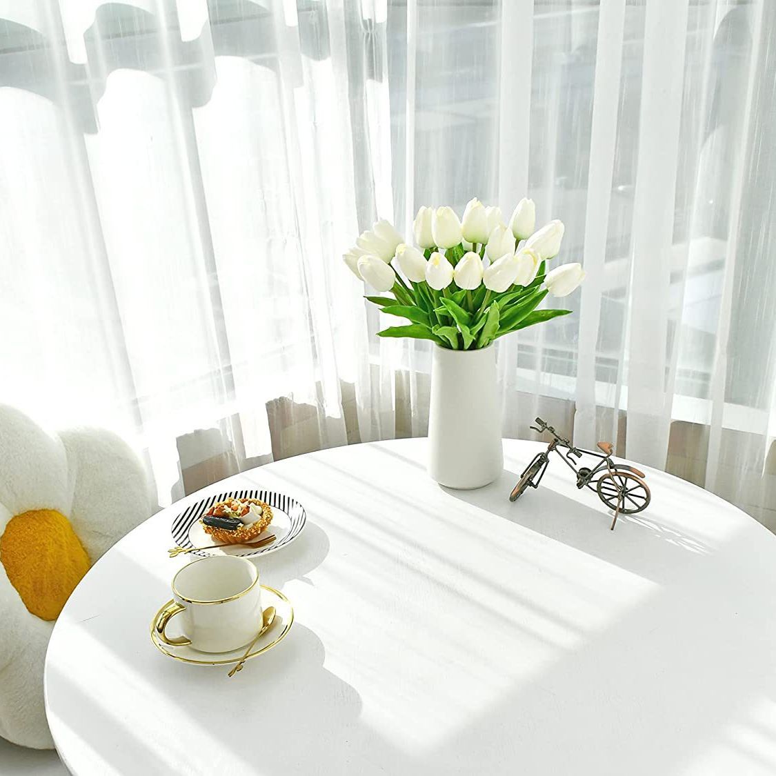 Bulk 20Pcs Silk Tulips  Artificial Flowers Bendable Stem for Mother's Day  Wedding Centerpiece Home Decor Wholesale