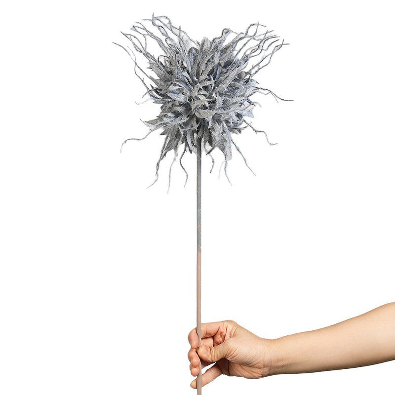 Single Stem Artificial Lightning Ball Flower, 30" Tall, Silk-Like Fabric, Indoor Outdoor Decor for Weddings, Events, Homes