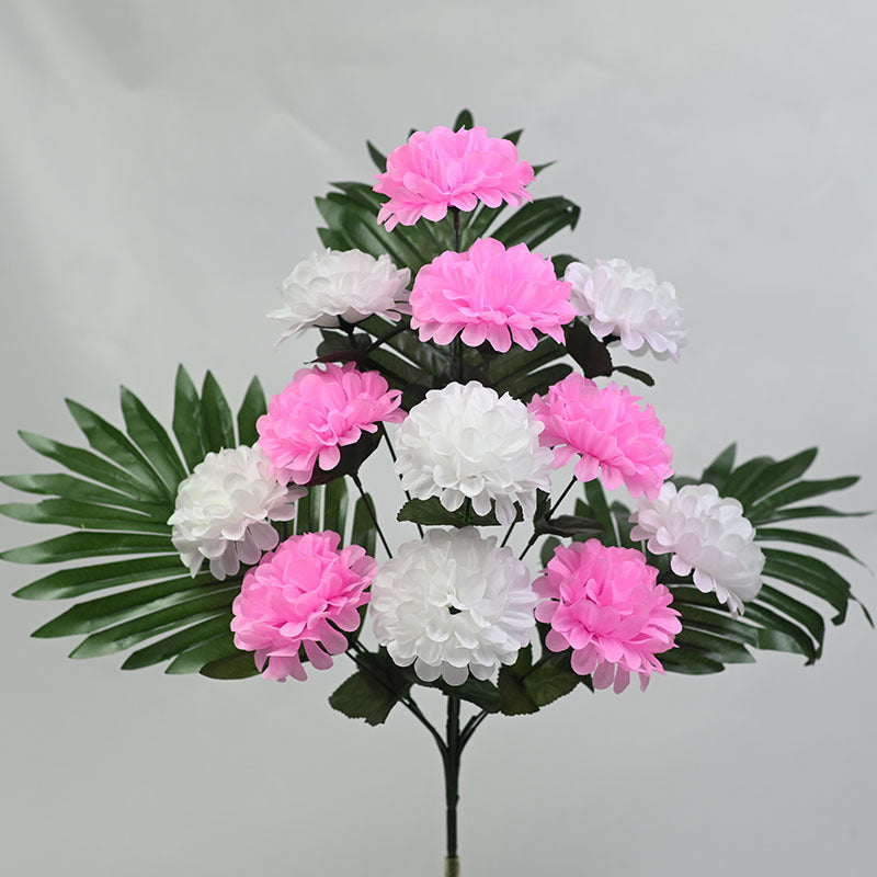 12-Bloom Artificial Chrysanthemum Bush, UV-Resistant for Outdoor Use, 20" Tall