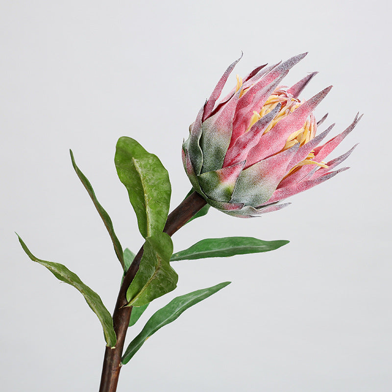 Single Stem Artificial King Protea Flower, 22" Tall, Plastic, Indoor Decor for Home, Weddings & Events