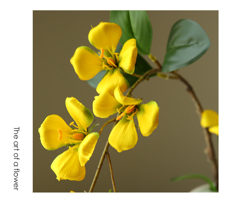 Artificial Dogwood Flower Stem, Single Stem with 9 Blooms, 33" Tall, Silk Floral Arrangement for Home Decor, Wedding, Events - Yellow, Pink, White