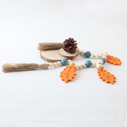 Fall Thanksgiving Wooden Bead Garland Boho Home Decor Set of 3 27.5 Inch Autumn Decor for Living Room Mantle Fireplace