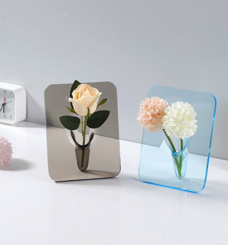 Bulk 5 Pcs 5.9X7.9 Inch Clear Rectangular Flower Vase Acrylic Frame Vase Wholesale