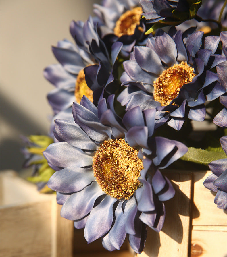 18 Inch Artificial Silk Sunflower Bush Bouquet, 1 Pc, Autumn Decoration