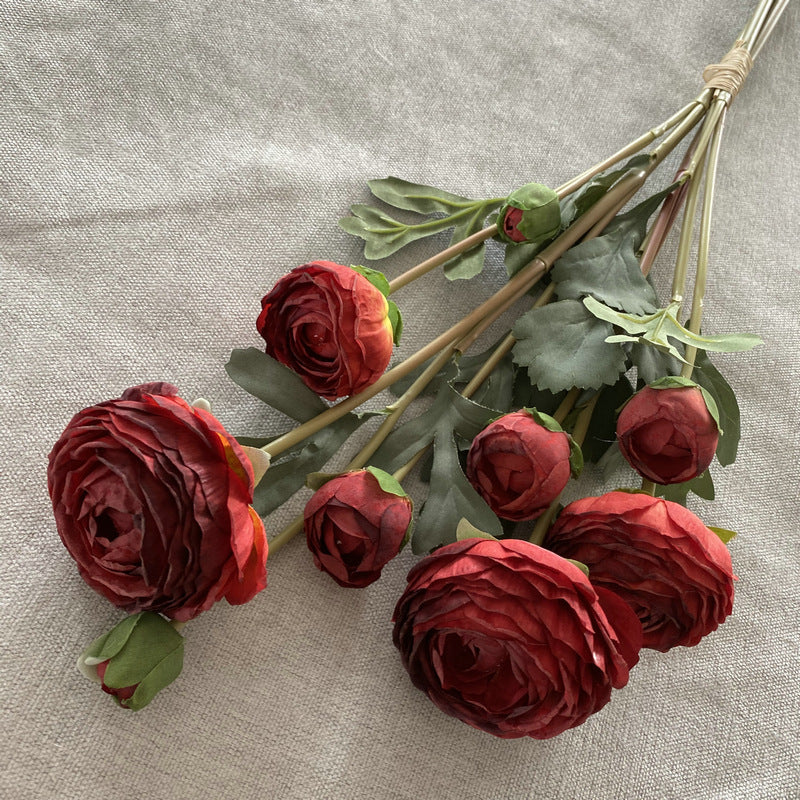 Hand-Tied Bouquet of 9 Multi-Layered Lotus Flowers, Faux Silk Floral Arrangement for Weddings, Home Decor, and Events