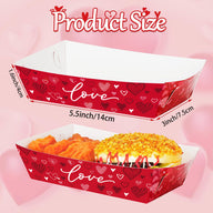 Valentine's Day Disposable Snack Trays (20-Pack) - Love-Themed Popcorn Boats for Party Supplies