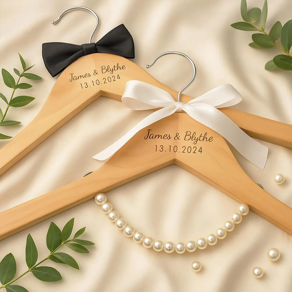 Personalized Wooden Wedding Hanger - Bridal Dress Hanger with Custom Engraving