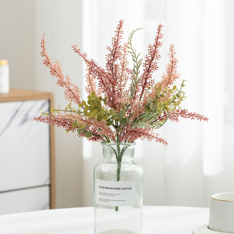 Artificial Eucalyptus & Fern Greenery Bush, Mixed Plastic and Iron Stem, Nordic Rustic Style for Home & Wedding Decor
