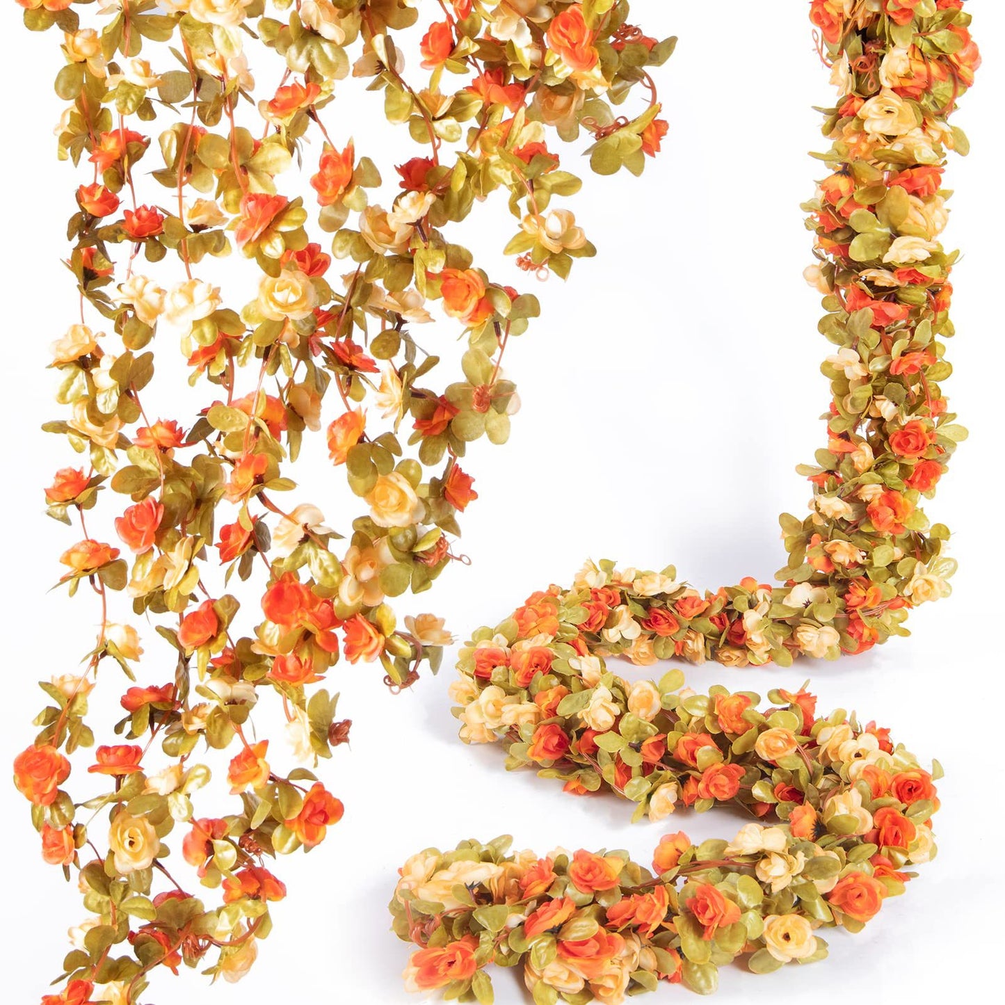 Bulk 8 Pcs Flower Garland 2025 Silk Rose Vine Greenilk Leaves Wedding Arch Boho Wall Decor Reusable Hypoallergenic Party Wholesale