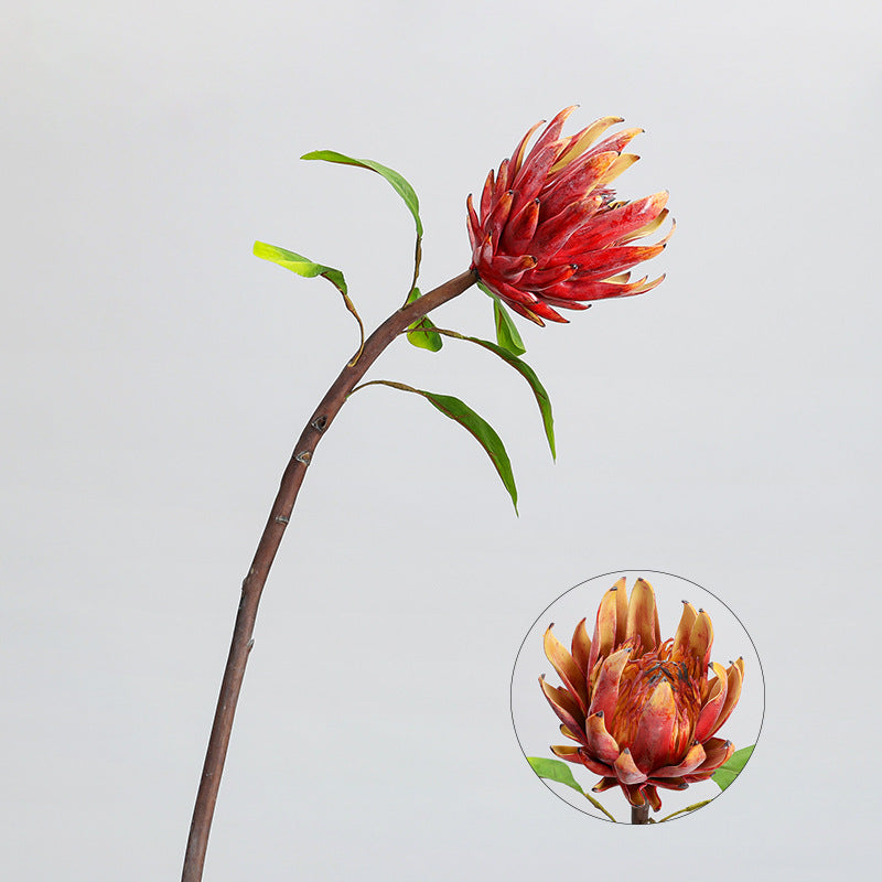 Single Stem Protea King Artificial Flower, 25" Tall, Silk-Like Fabric, Perfect for Weddings and Home Decor