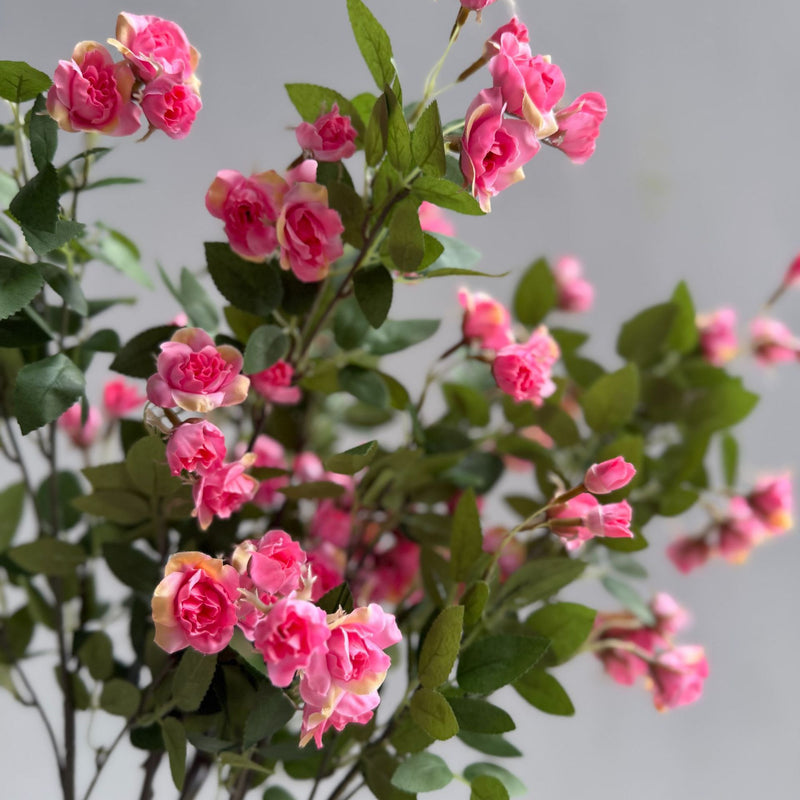 Artificial Mini Rose Bush with 18 Blooms, 25" Silk-Like Faux Flowers for Home Decor, Weddings & Events