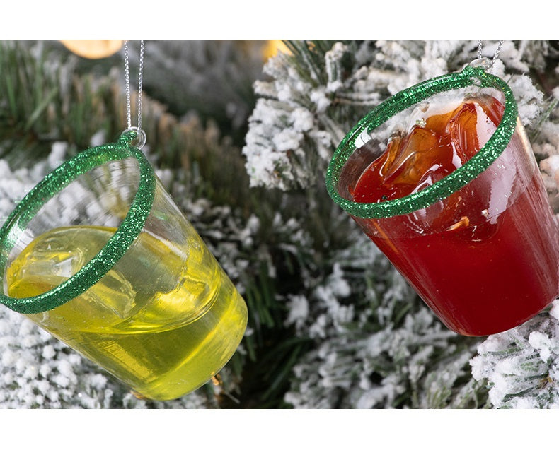 10 Pcs Christmas Ornaments Wine Glass Hanging Decorations for Xmas Party Decor