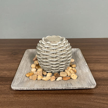 Bulk Wooden Ball-Shaped Candle Holder with Tray Centerpieces for Home Decor Wedding Party Events Wholesale