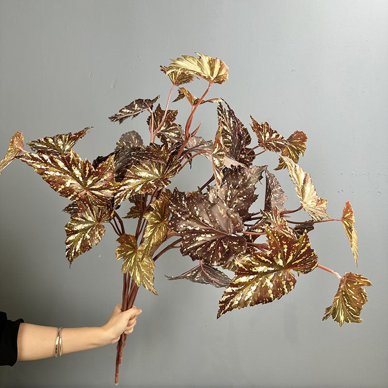 Artificial Begonia Bush, 28" Tall Faux Trout Leaf Begonia Plant for Home Decor, Wedding Centerpieces, and Commercial Displays
