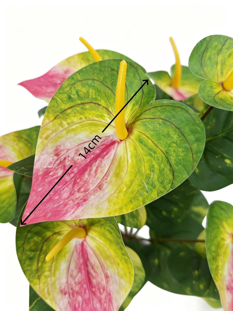 22" Artificial Anthurium Bush with 29 Blooms, PE/PVC Material, Indoor Décor for Home, Office, Wedding, and Events