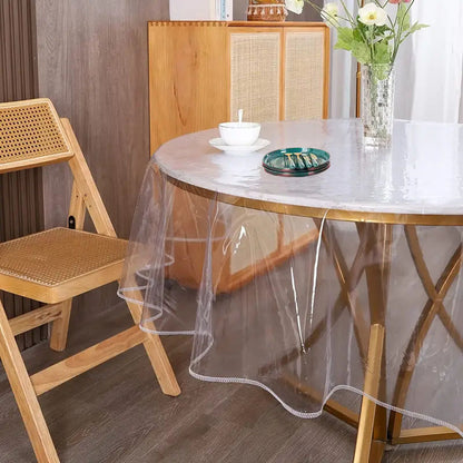 Bulk 2 Pcs Round Plastic Table Covers 54X54 Inch Clear PVC Waterproof Tablecloths Wholesale