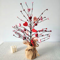 Valentine's Day Heart & Red Berry Small Tree Decor - 17.7" Home/Living Room/Wedding Accent