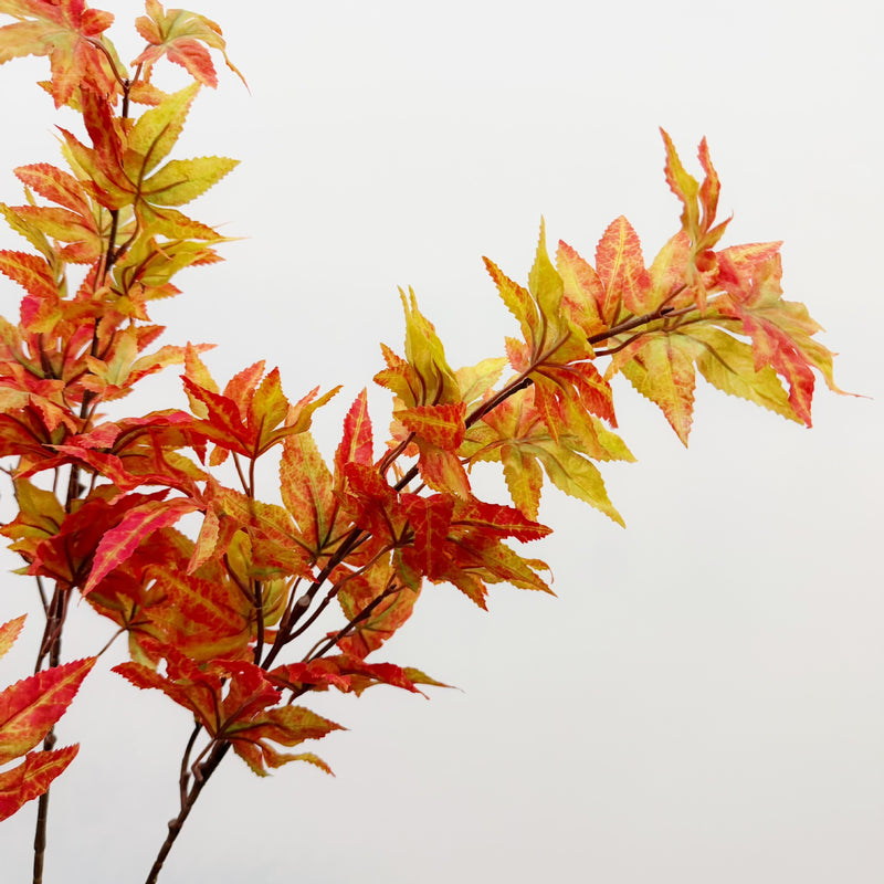 Single Stem Artificial Red Maple Leaf, 31" Faux Silk Fall Decoration for Wedding, Home, and Office Decor