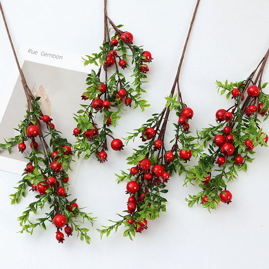 Faux Pomegranate Berries - 2 Pack (24 Heads Each) for Home Decor Christmas & Festive Arrangements
