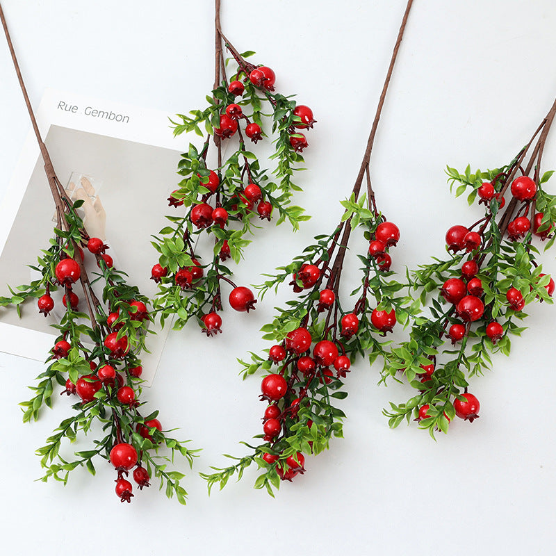 Faux Pomegranate Berries - 2 Pack (24 Heads Each) for Home Decor Christmas & Festive Arrangements