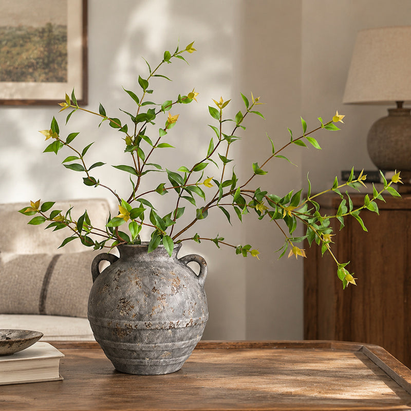 Artificial Eucalyptus Bush, Pointed-Leaf Faux Silk Branch, 33" Tall, for Home, Wedding, Hotel or Window Display