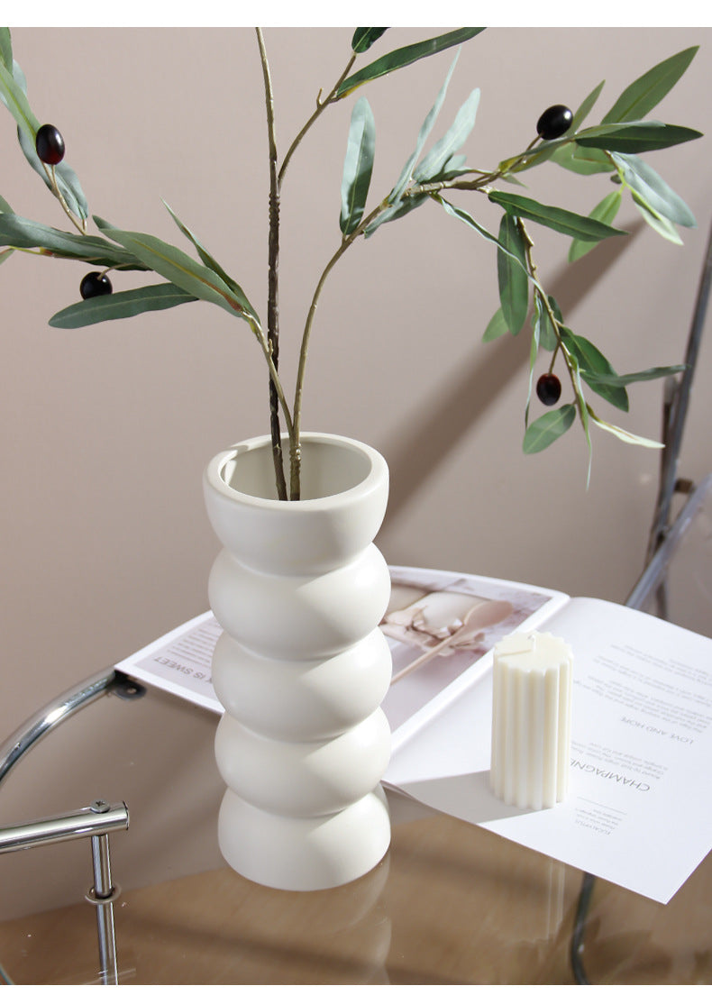 Bulk Ceramic Flower Vase Ribbing Modern Unique Home Party Decor Wholesale