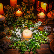 Artificial Eucalyptus Candle Holder Rings 11 Inch Mini Tabletop Wreath Centerpiece Bulk Set