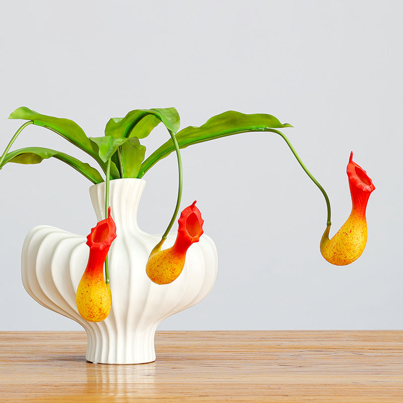 Artificial Trailing Pitcher Plant Vine, 30" Long, Realistic Plastic Green, Orange, or Purple, for Home Decor, Weddings, and Events