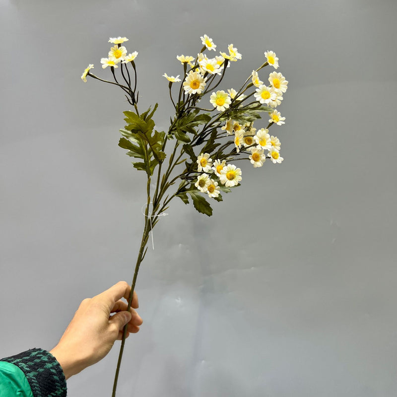 Single Stem Daisy Bush with 50 Blooms, 23" Tall, Silk-Like Fabric, Perfect for Weddings, Events, and Home Decor