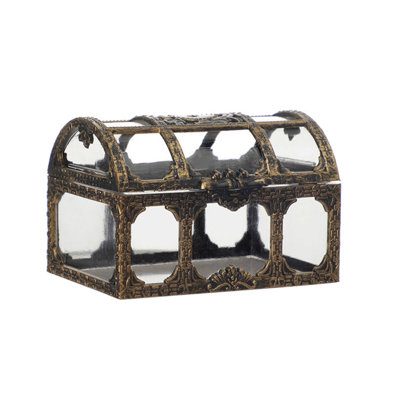 Bulk 12 Pack Clear Treasure Chest 3.5X2.5X2.4 Inch Plastic Favor Boxes for Wedding Party Wholesale