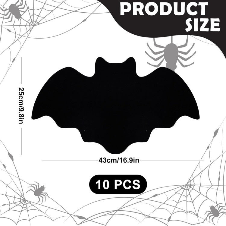 Halloween Felt Bat Placemats & Spider Web Coasters - 10-Piece Set Non-Slip Heat-Resistant Table Decor