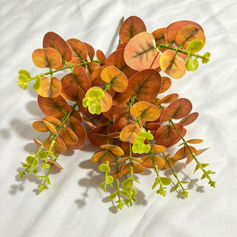 Artificial Money Leaf Bush, Round Leaf Faux Greenery Bunch for Vase Arrangements, Home Decor and Weddings