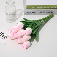 Bulk 20Pcs Silk Tulips  Artificial Flowers Bendable Stem for Mother's Day  Wedding Centerpiece Home Decor Wholesale