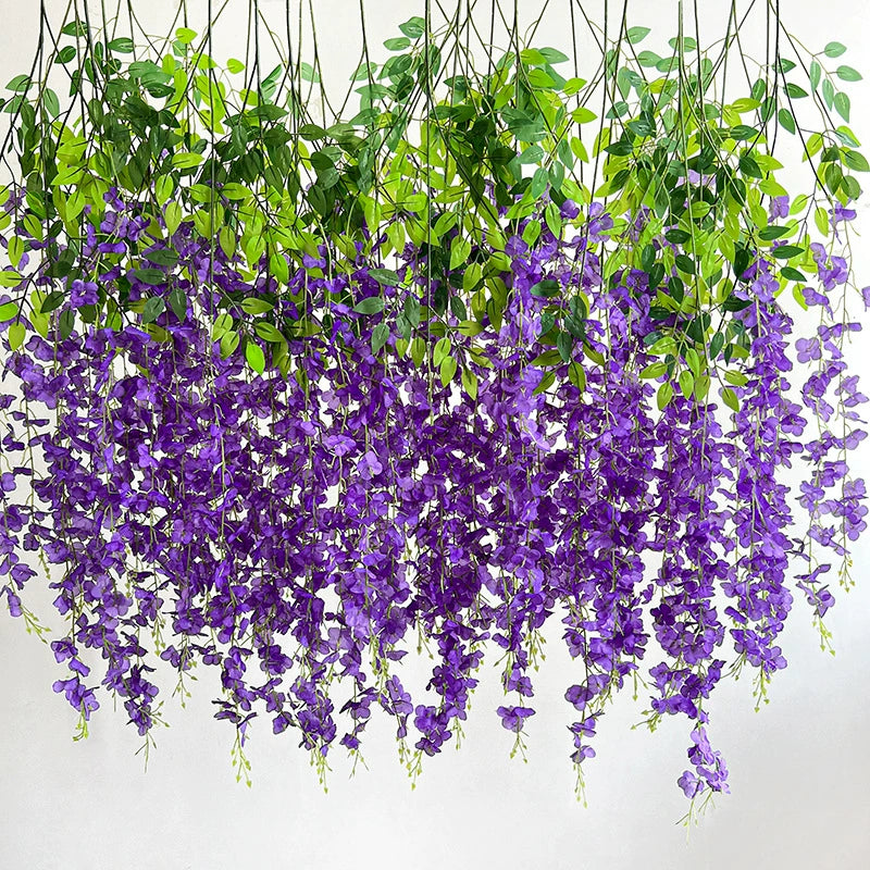 Bulk 12 Pack Wisteria Artificial Flowers Vines Rust Proof  Chains Fade Proof for Wedding Arch Garden Wall Outdoor Decor Wholesale