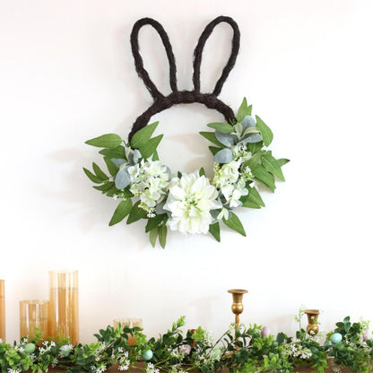 Premium Easter Bunny Ear Wreath - 24 Inch Spring Front Door Decor | Home Accent
