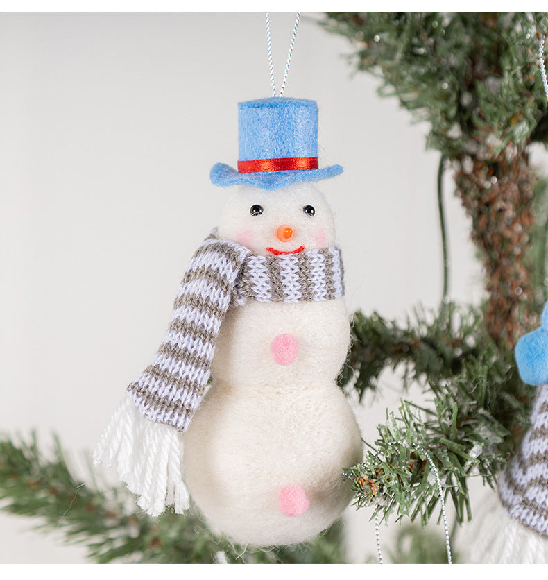 10 Pcs Christmas Snowman Doll Ornaments with Scarf and Hat, Holiday Tree Charms Decorations
