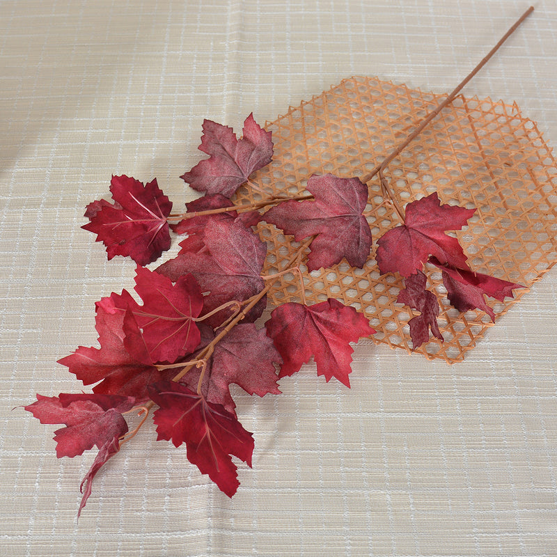 Artificial Maple Leaf Stem, 28" Fall & Christmas Decor, Realistic Faux Foliage for Home, Wedding & Commercial Displays