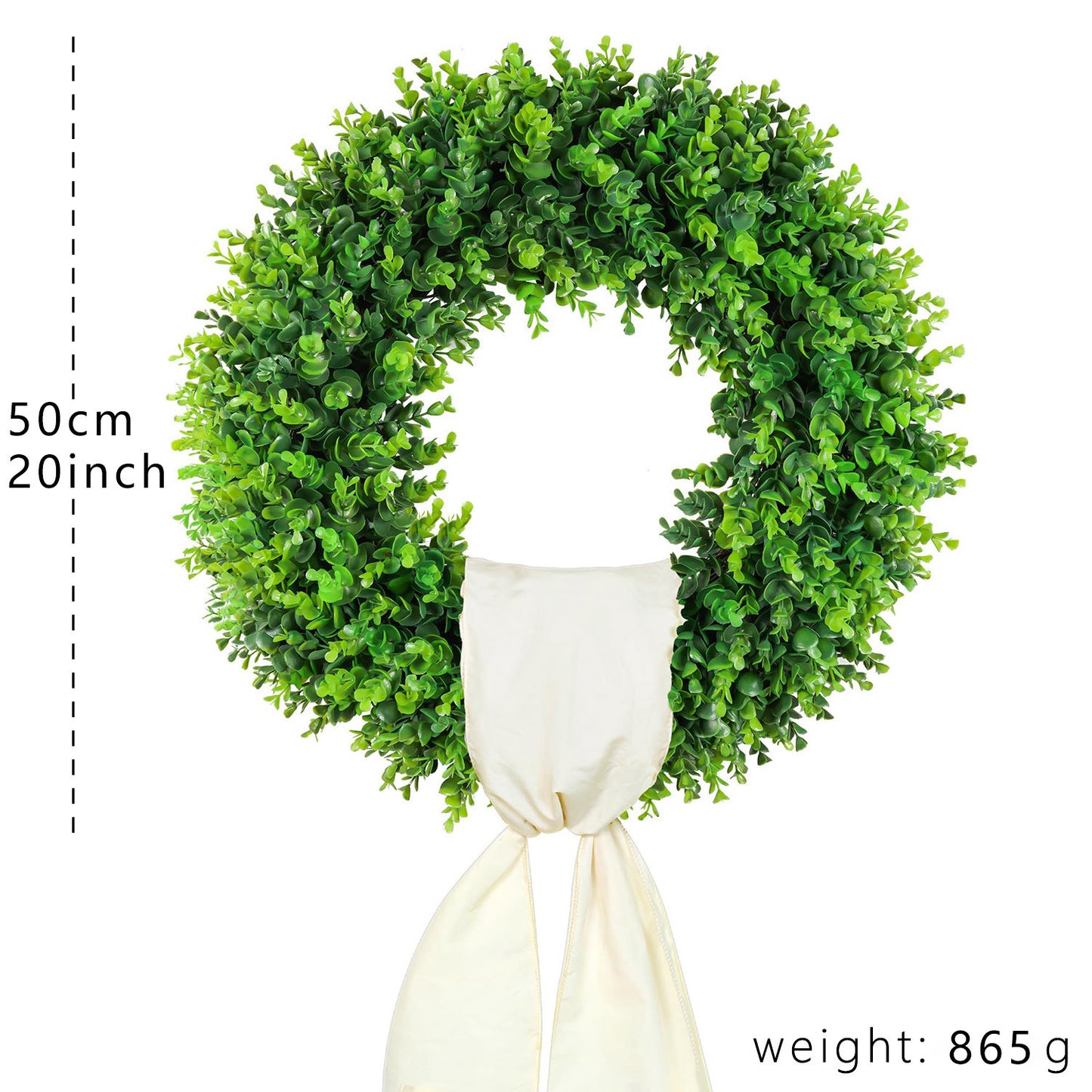 20 " Artificial Eucalyptus Wreath - Faux Greenery for Front Door Home Decor Wedding & Arch Decoration