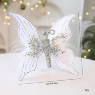 2 Pack Fabric Christmas Butterfly Decorations - DIY Holiday Scene Props