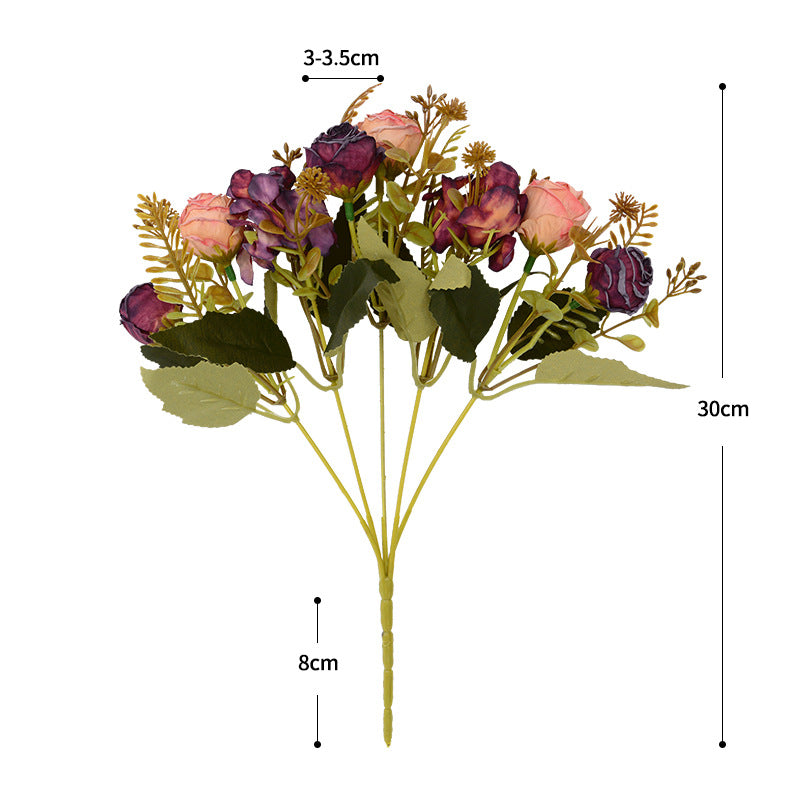 Artificial Silk Rose Bush with 6 Blooms, 12" Tall, Perfect for Weddings, Home Decor, and Events