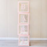 Bulk 4 Pcs Clear Balloon Boxes with Letters for Baby Shower Birthday Party Backdrop Decor Wholesale