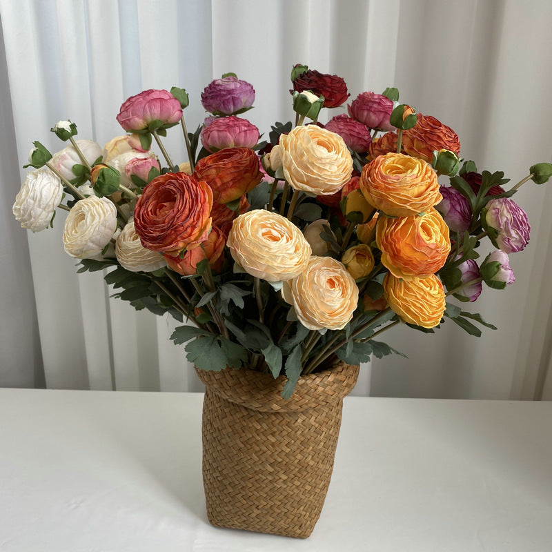 Hand-Tied Bouquet of 9 Multi-Layered Lotus Flowers, Faux Silk Floral Arrangement for Weddings, Home Decor, and Events