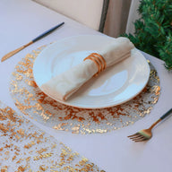 6-Pack 12.99-Inch Round Mesh Placemat with Gold Foil - Ideal for Weddings, Holidays & Banquet Decor